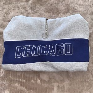 zipped up sweatshirt